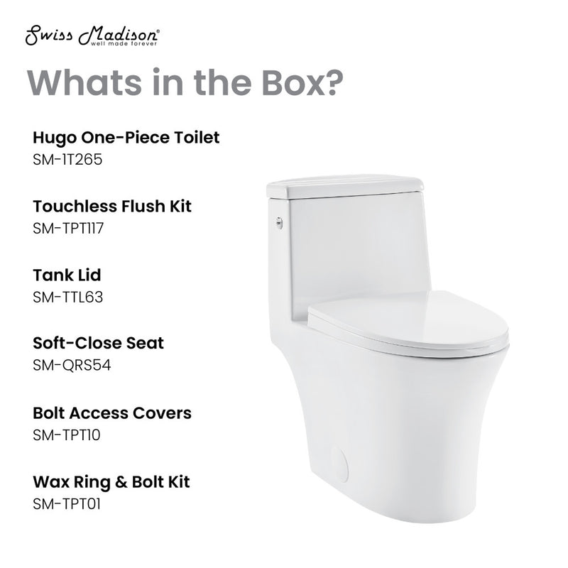 Hugo One-Piece Elongated Toilet Dual-Flush 1.1/1.6 gpf, Touchless