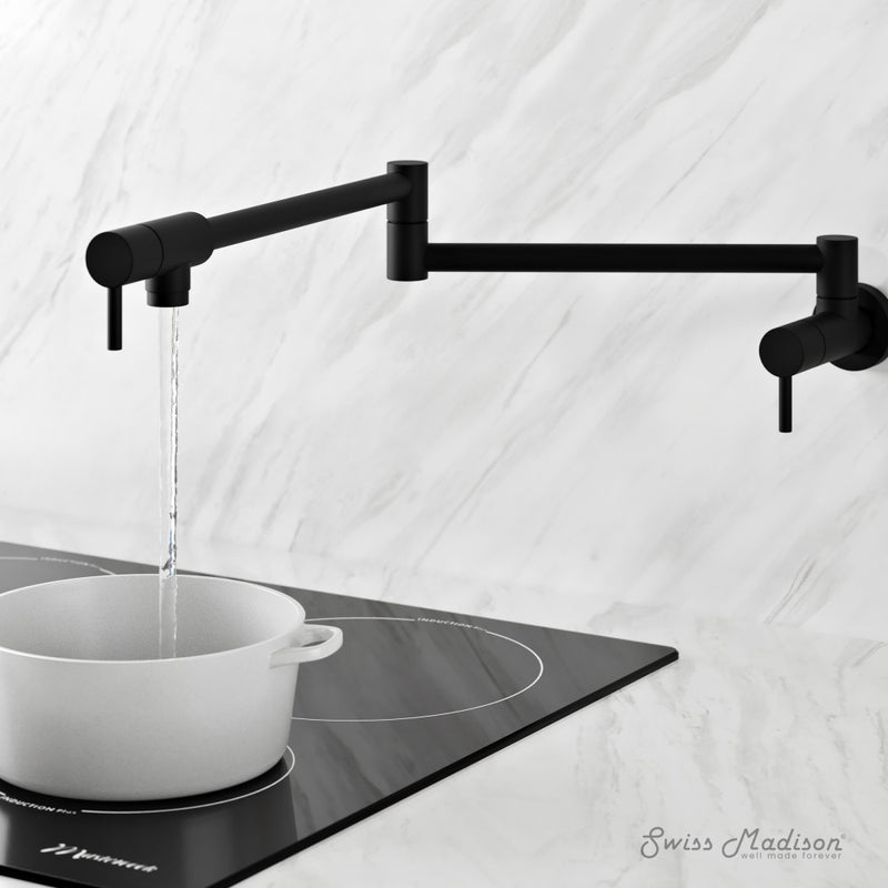 Ivy Retractable Wall-Mounted Pot Filler in Matte Black