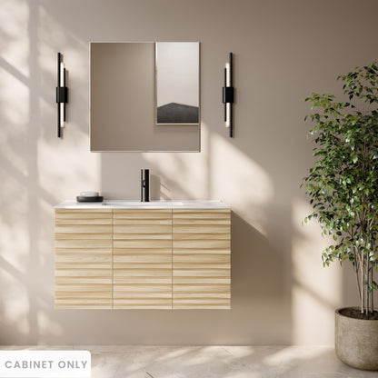 Cascade 36" Wall-Mounted Bathroom Vanity Cabinet without Top in Natural Oak