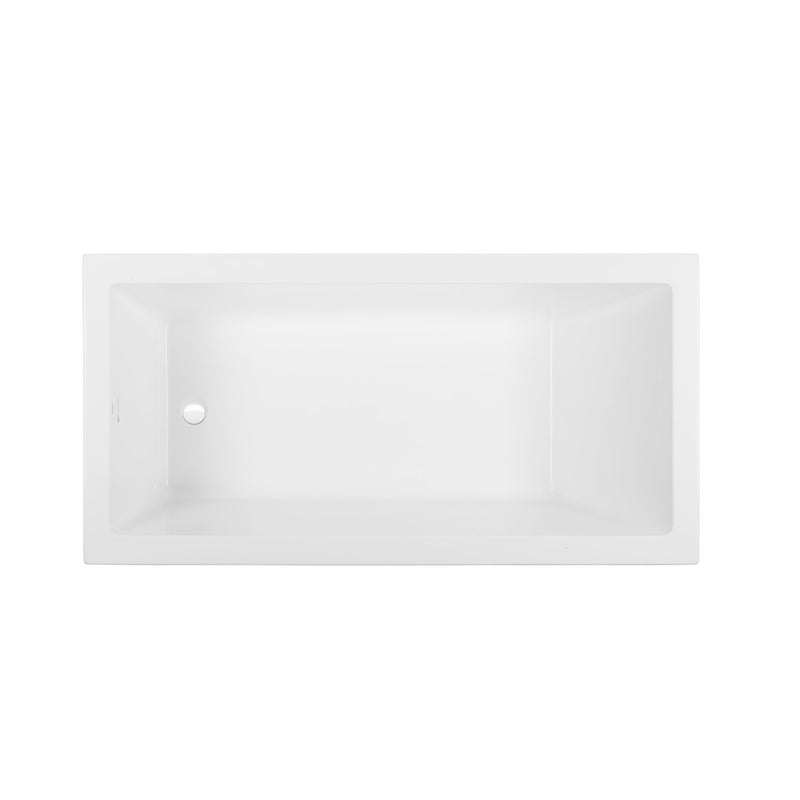 Voltaire 60 x 30 Reversible Drain Soaking Drop-in Bathtub in Glossy White with Integrated Overflow, Drain Included