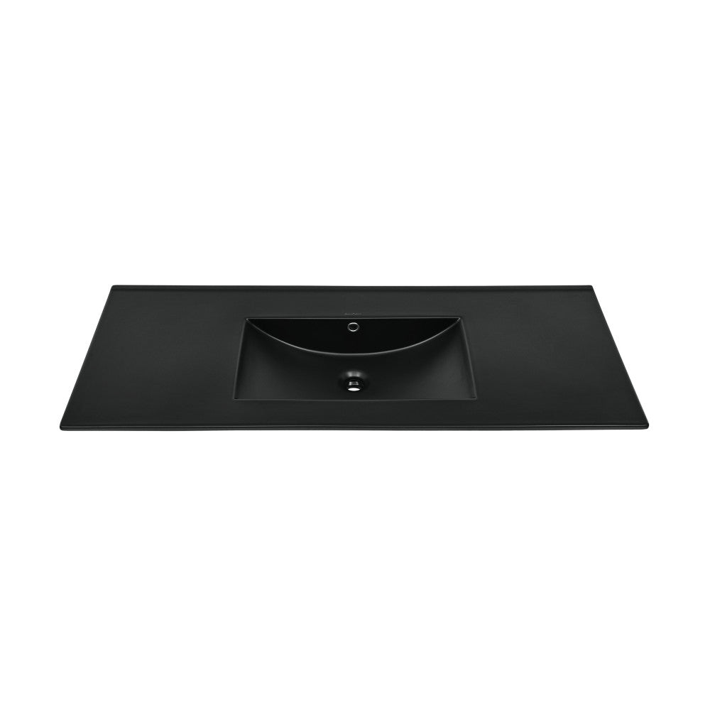 48" Zero Hole Vanity Sink Top in Glossy Black