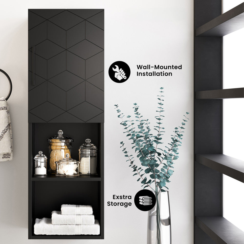 Annecy 15" W x 46" H x 12" D  Linen Cabinet in Phantom Black