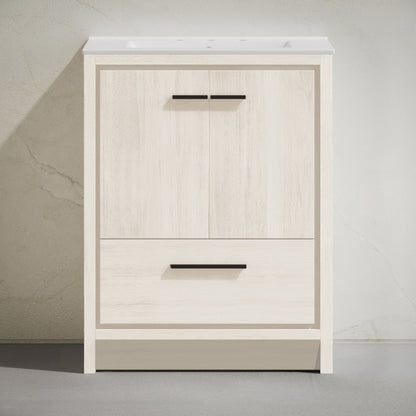 Virage 30" Freestanding Bathroom Vanity in White Oak with Widespread Sink Top