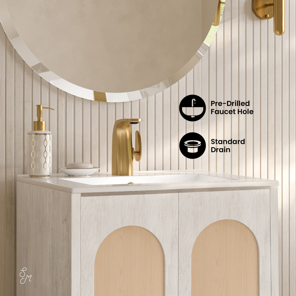 Plaisir II 24" Freestanding Bathroom Vanity in White Oak with Sink Top