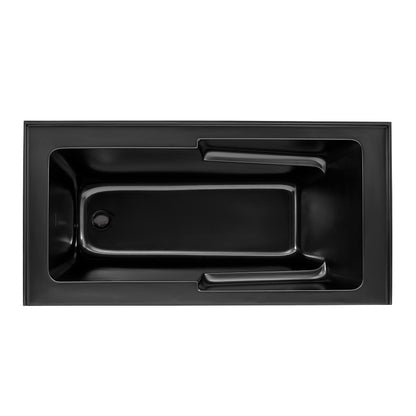 Voltaire 60 x 30 Skirted Left Drain Soaking Apron Bathtub in Matte Black with Integrated Overflow and Armrest, Drain Included
