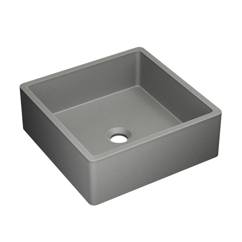 Lisse 15.5" Square Concrete Vessel Bathroom Sink in Dark Gray