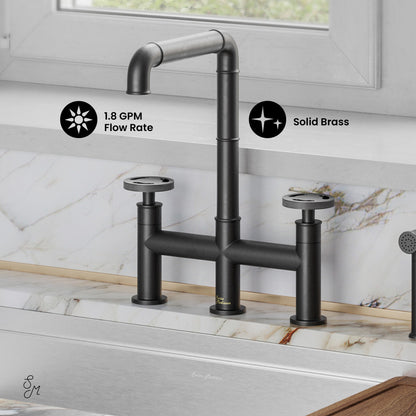 Avallon Pro Widespread Kitchen Faucet with Side Sprayer in Matte Black