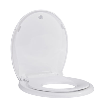 Round Toilet Seat with Toddler Seat Built In, Family Toilet Seat in Glossy White