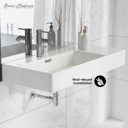 St. Tropez 36" Rectangle Wall-Mounted Sink with Left Side Faucet Mount