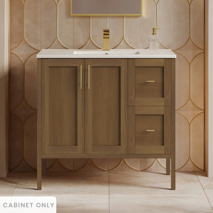 Forme 36" Modular Freestanding Bathroom Vanity Cabinet without Top in Brown Oak