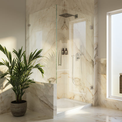 Marquette 42" x 34" Single or Double-Threshold Shower Pan Base with Center Drain and Removable Flange in Glossy White