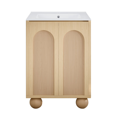 Plaisir II 24" Freestanding Bathroom Vanity in Natural Oak with Sink Top