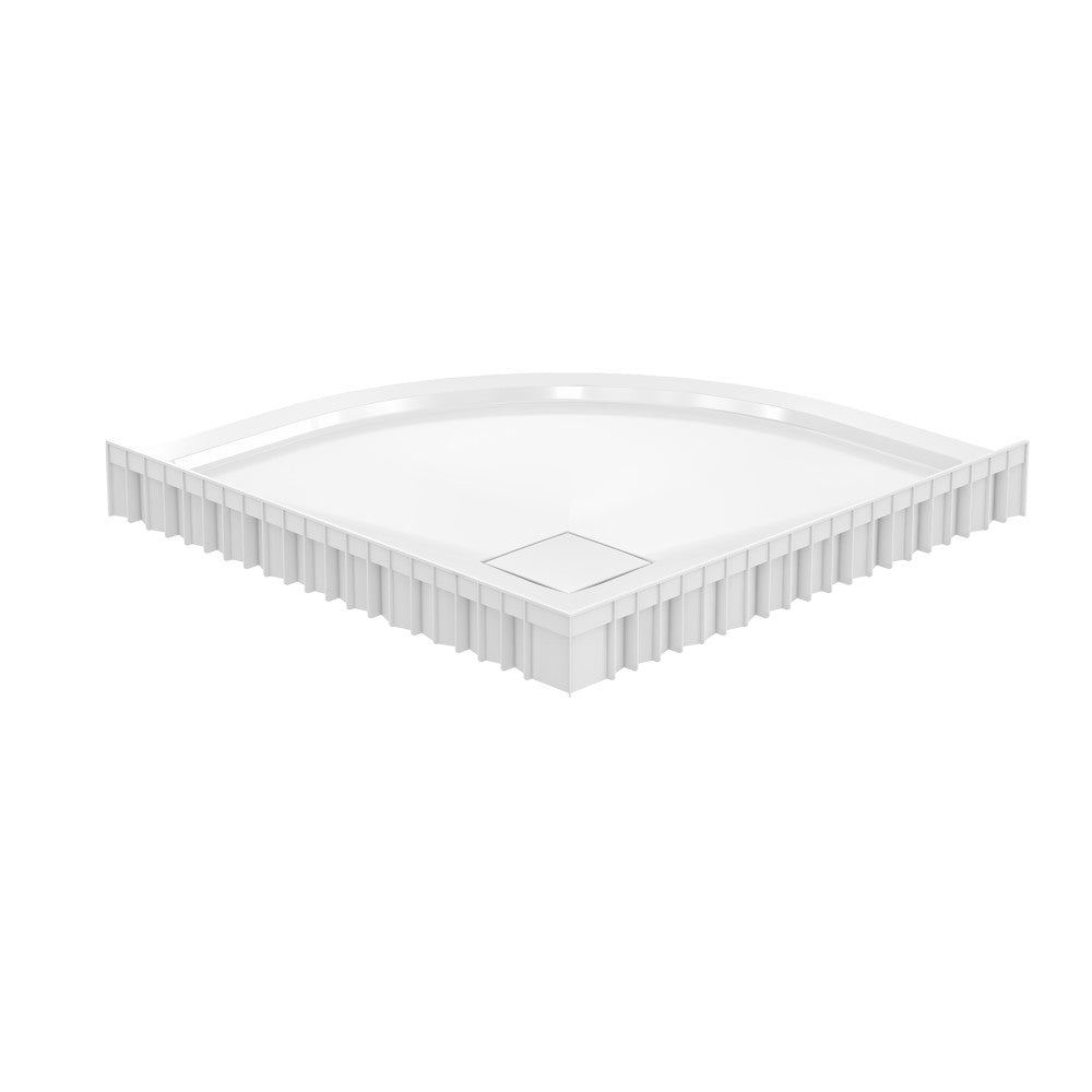 Marquette 34 in. x 34 in. Rounded Corner Single-Threshold Shower Base with Center Drain in Glossy White