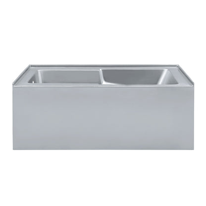 Voltaire 60" x 32" Left-Hand Drain Alcove Bathtub with Apron and Armrest in Matte Gray