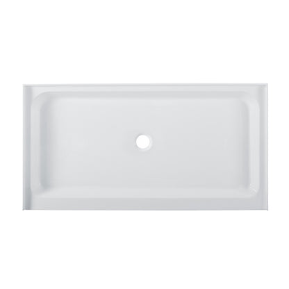 Voltaire 60" x 32" Acrylic White, Single-Threshold, Center Drain, Shower Base
