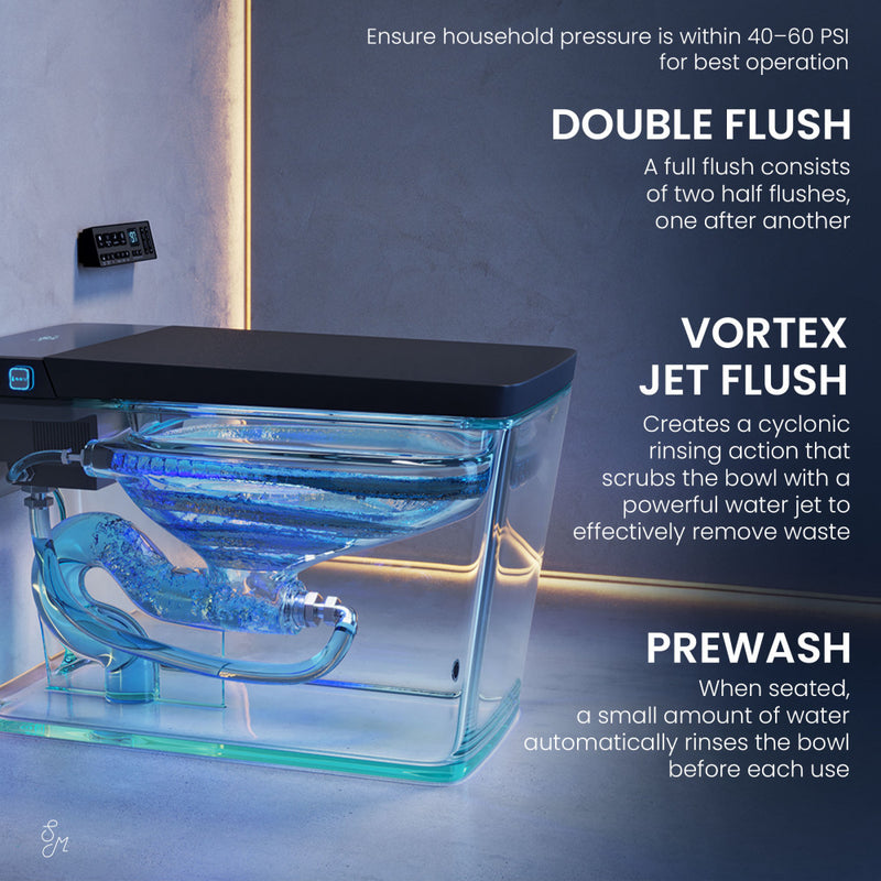 Concorde One Piece Smart Toilet 1.28 GPF in Matte Black with Heated Bidet, Air Drying, Night Light, Foot Sensor