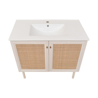Classe 36" Freestanding Bathroom Vanity in White Oak with Sink Top