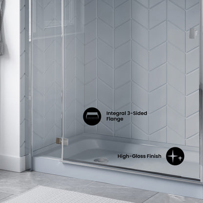 Voltaire 60" x 32" Single-Threshold, Left-Hand Drain, Shower Base in Gray