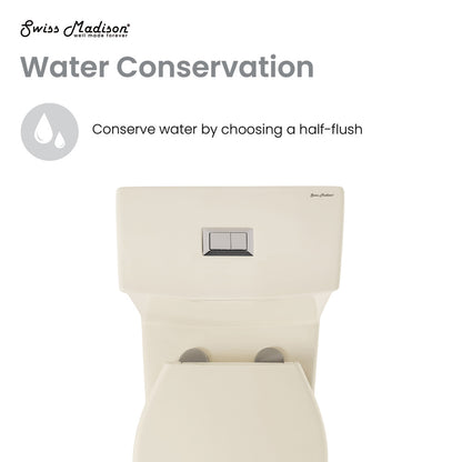 Elongated one-piece toilet in glossy bisque with dual top flush and 12" rough-in.