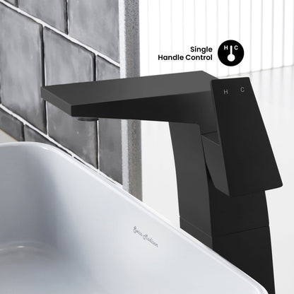 Carre Single Hole, Single-Handle, High Arc Bathroom Faucet in Matte Black