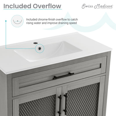 Calice 36" Freestanding Bathroom Vanity in Carbon Gray with Sink Top