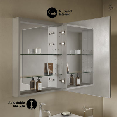 Cache 24 x 30 Rectangle Recessed/Wall Mount Medicine Cabinet with Mirrored Sides