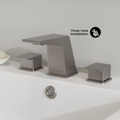 Carre 8 in. Widespread, 2-Handle, Bathroom Faucet in Brushed Nickel