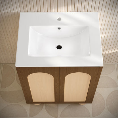 Porte 24" Freestanding Bathroom Vanity in Brown Oak with Sink Top