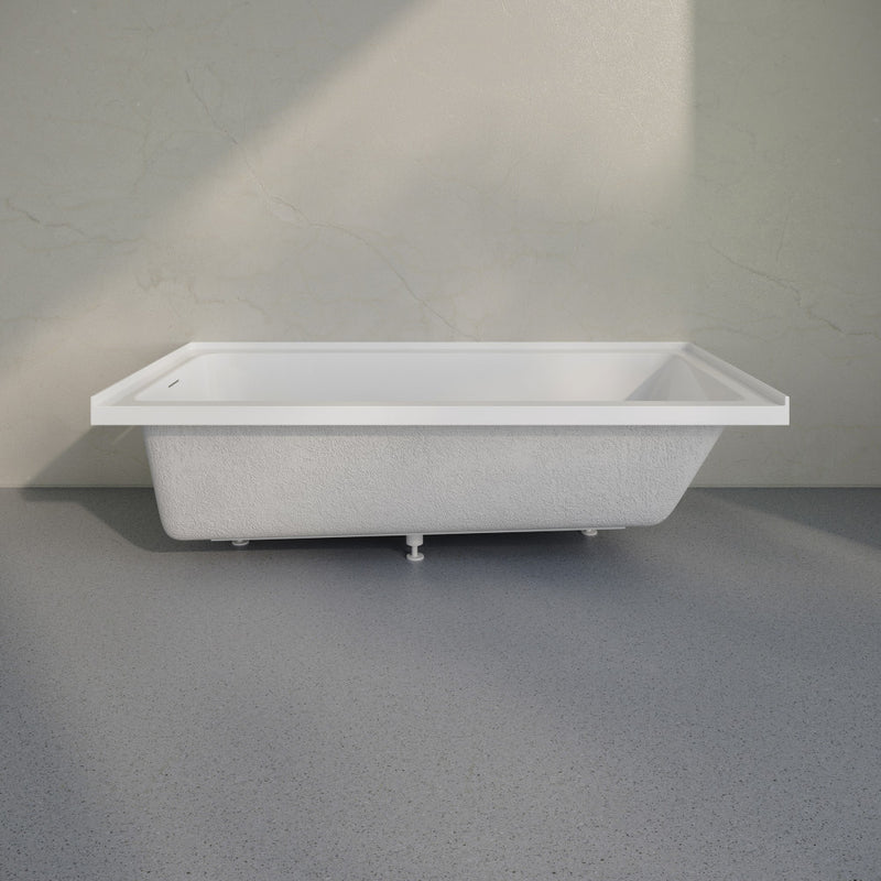 Voltaire 72 x 36 Left Drain Soaking Alcove Bathtub in Glossy White with Integrated Armrest