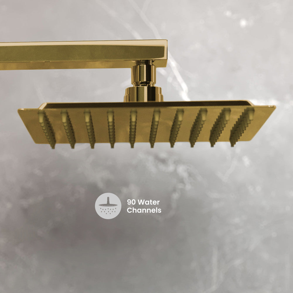 Concorde Single-Handle 1 Spray 8" Wall Mounted Fixed Shower Head in Brushed Gold (Valve Included)