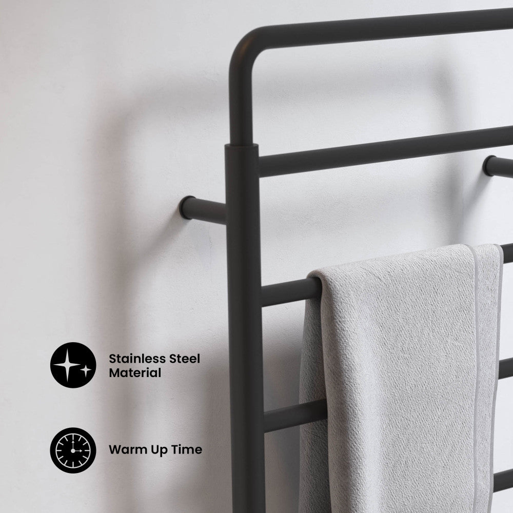 Ivy 8-Bar Electric Towel Warmer in Matte Black