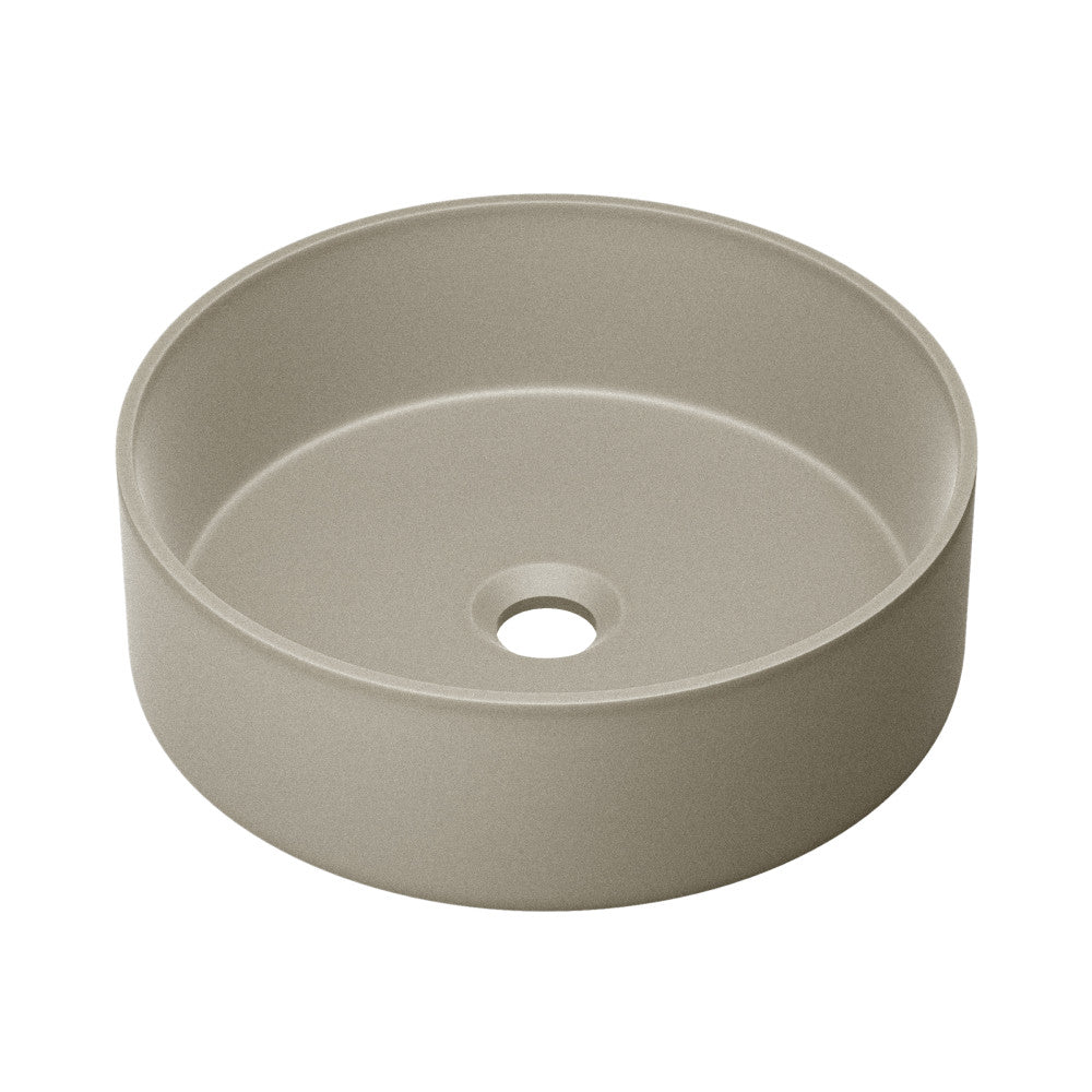Lisse 14.5" Concrete Round Vessel Sink in Matte Taupe