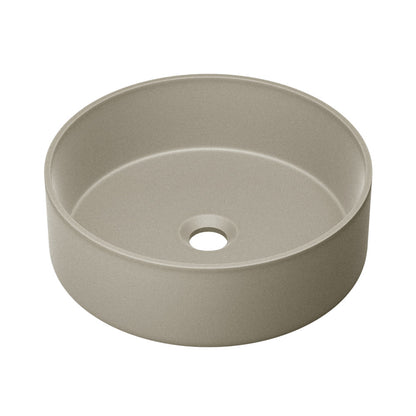 Lisse 14.5" Concrete Round Vessel Sink in Matte Taupe