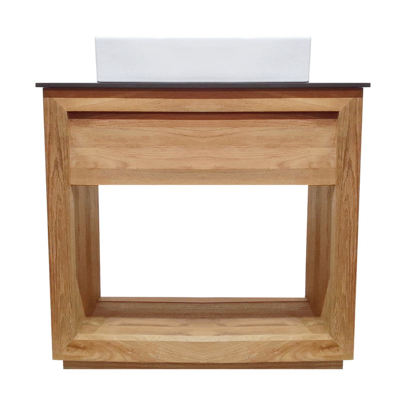 Rennes 36" Freestanding Bathroom Vanity in Natural Teak with Sink Top