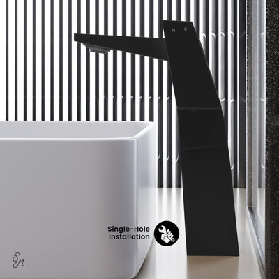 Carre Single Hole, Single-Handle, High Arc Bathroom Faucet in Matte Black