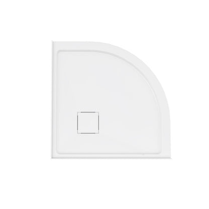 Marquette 32" x 32" Round Corner Double-Threshold Shower Pan Base with Center Drain in Glossy White