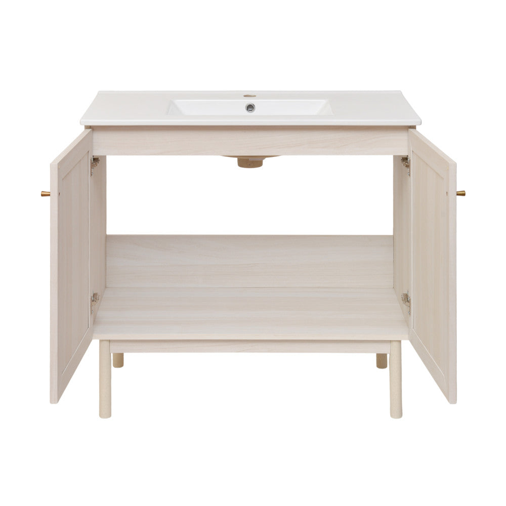 Classe 36" Freestanding Bathroom Vanity in White Oak with Sink Top