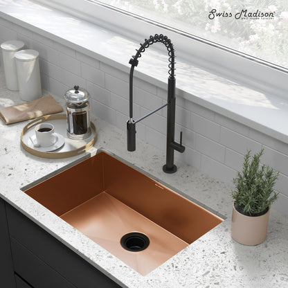 Tourner 27 x 19 Stainless Steel, Single Basin, Undermount Kitchen Sink in Rose Gold
