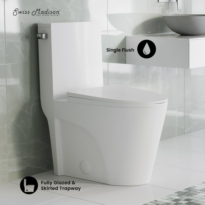 St. Tropez One-Piece 10" Rough-in 1.28 GPF Left Flush Elongated Toilet in Glossy White (6 - Pack)