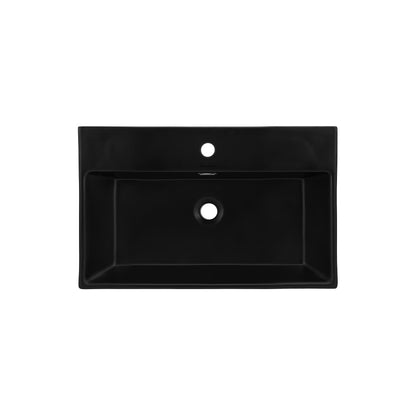 Claire 24 Ceramic Console Sink Matte Black Basin Matte White Legs