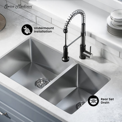 Rivage 33 x 20 Stainless Steel, Dual Basin, Undermount Kitchen Sink