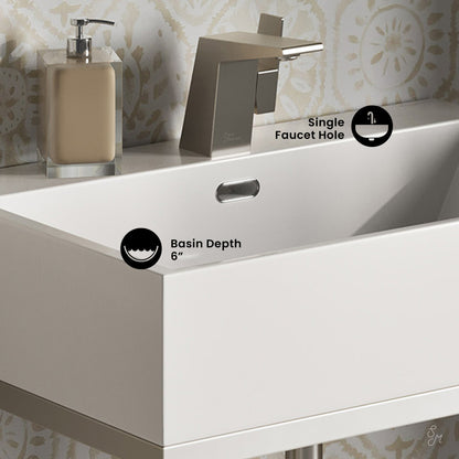 Concorde 24" Rectangle Console Sink with Matte Silver Legs