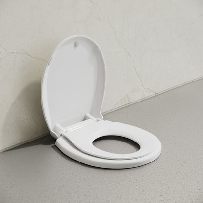 Round Toilet Seat with Toddler Seat Built In, Family Toilet Seat in Glossy White