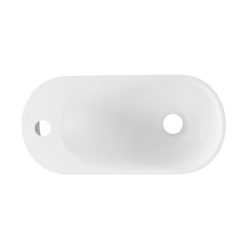 Terre 18" Solid Surface Oval Wall-Mounted Sink with Left Side Faucet Mount in Matte White