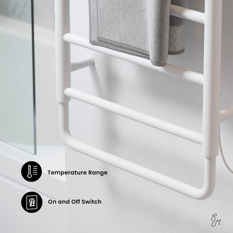 Ivy 8-Bar Electric Towel Warmer in Matte White