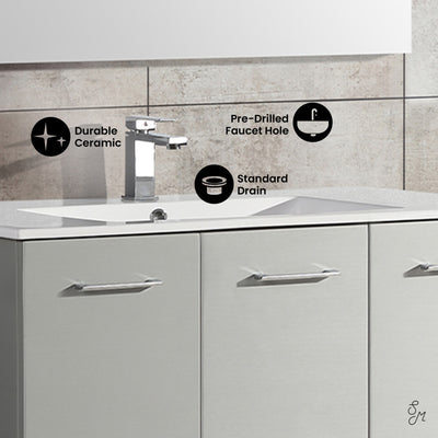 Annecy 48" Freestanding Bathroom Vanity in Gray with Sink Top