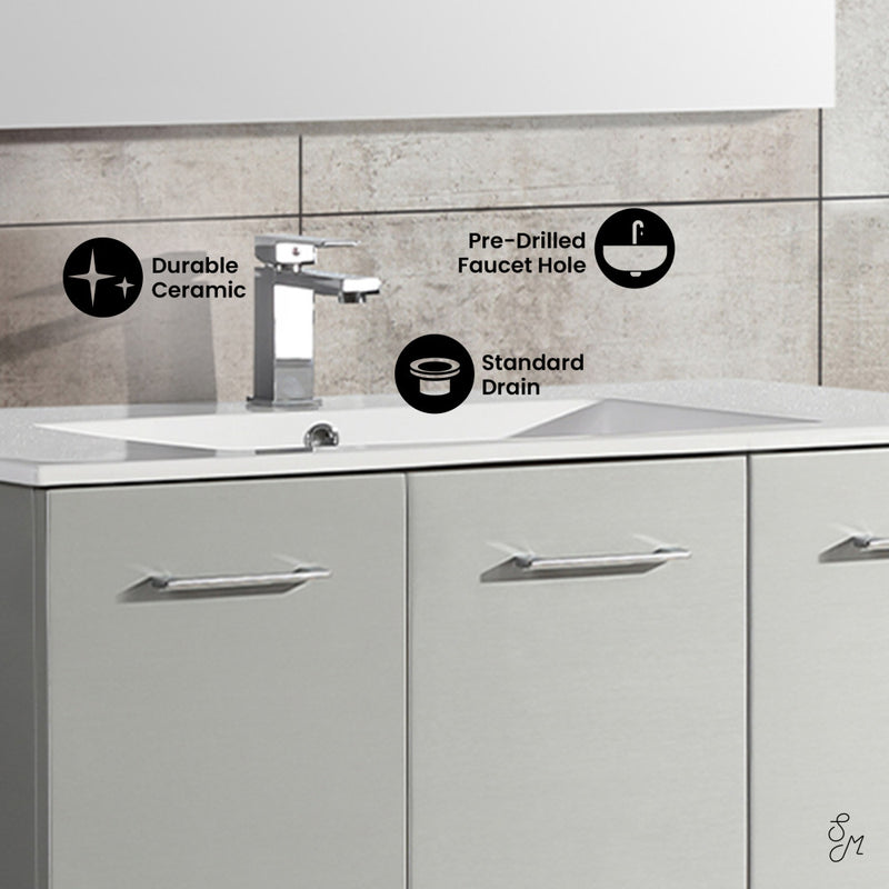 Annecy 48" Freestanding Bathroom Vanity in Gray with Sink Top