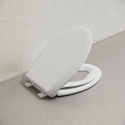Elongated Toilet Seat with Toddler Seat Built In, Family Toilet Seat in Glossy White