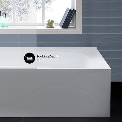 Ivy 54 x 30 Left Drain Soaking Alcove Corner Apron Bathtub in Glossy White
