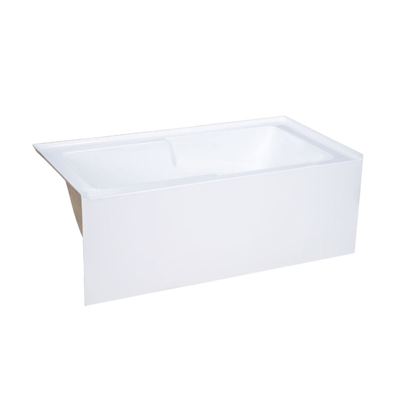Voltaire 60 x 30 Skirted Left Drain Soaking Apron Bathtub in Glossy White with Integrated Overflow and Armrest, Drain Included